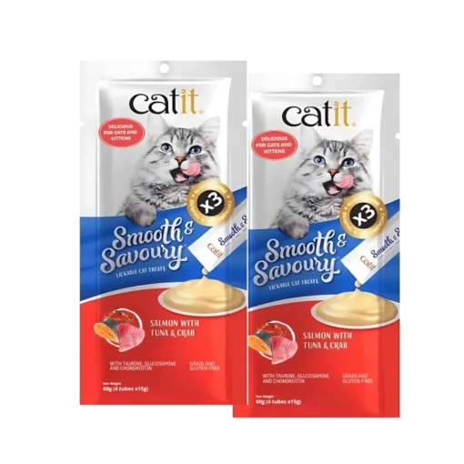 Catit Smooth & Savoury, Salmon with tuna & crab (4x15g per pack)