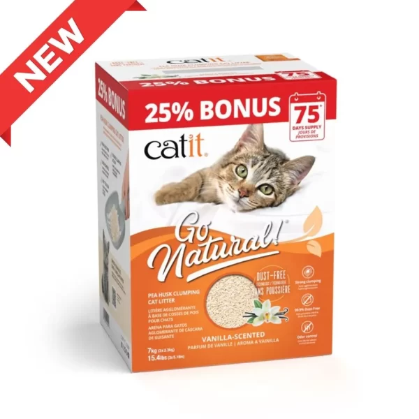 New Natural Pea Husk Cat Litter, Vanilla | 7kg Bonus Pack