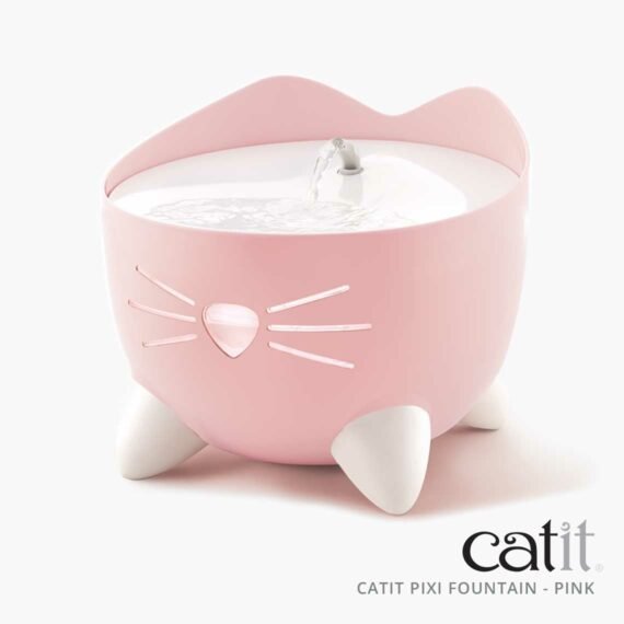 Catit Pixi Fountain, Cat Water Fountain, Ultra Silent Cat Fountain – Light Pink