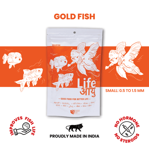 Life AAYU Goldfish Food – Ayurvedic Soft-Sinking Pellets with Tulsi, Papaya & Red Paprika for Color, Digestion & Immunity (100g - Small)
