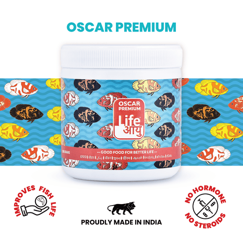 Second image of Life AAYU Oscar Premium Fish Food – Color-Boosting, Immunity-Enhancing Ayurvedic Pellets with Spirulina, Astaxanthin & Garlic 100g